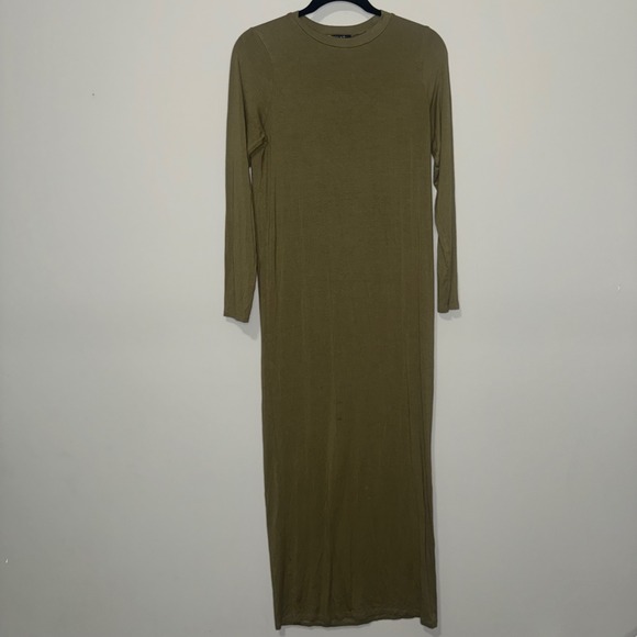 ASOS Design Dresses & Skirts - ASOS Design Womens Olive Green Long Sleeve Crew Neck Jersey Maxi Dress Size US 2